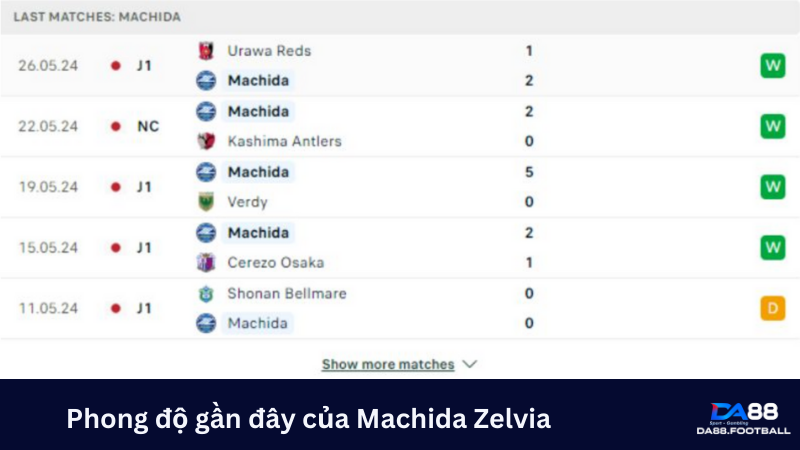 Phong độ Machida Zelvia gần đây vô cùng ấn tượng 